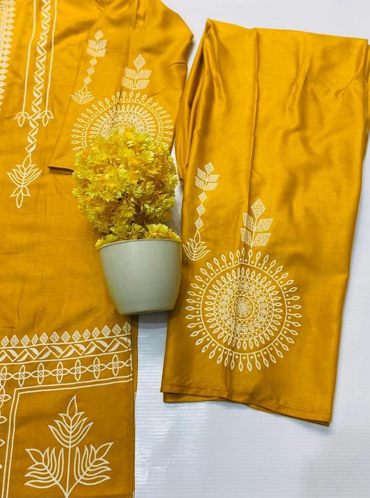 2 Pcs Block Print Woman's stitched Linen Suit
