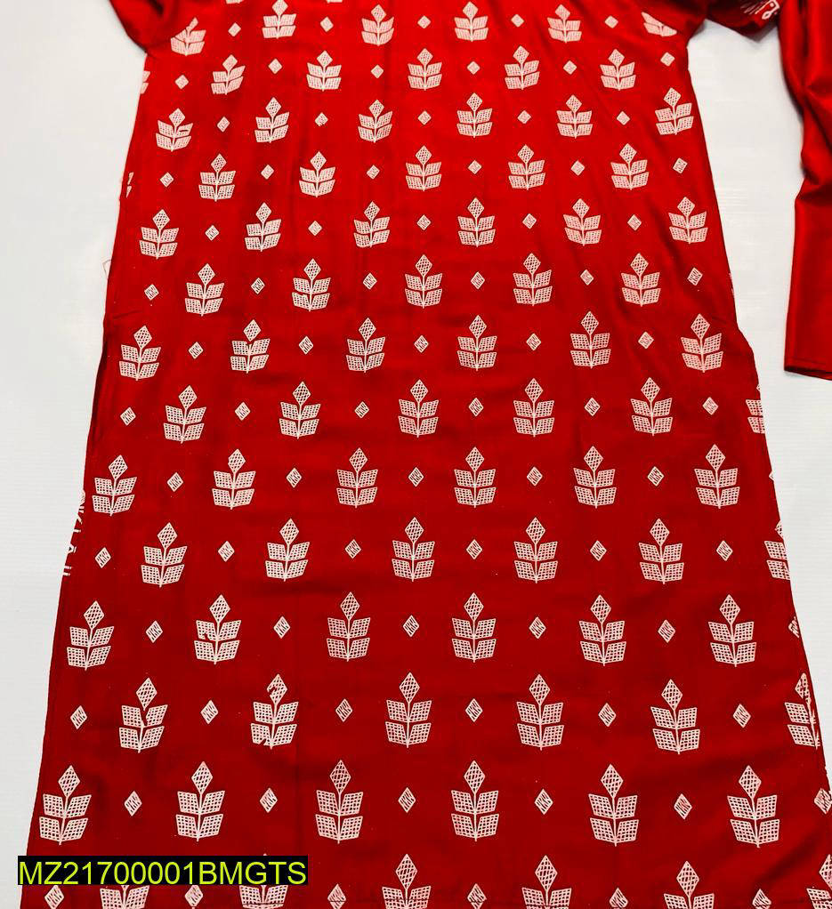 2 Pcs Block Print Woman's stitched Linen Suit