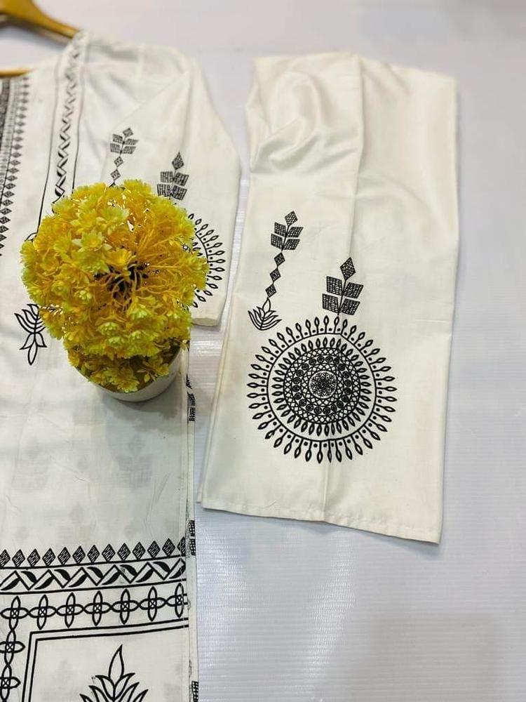 2 Pcs Block Print Woman's stitched Linen Suit