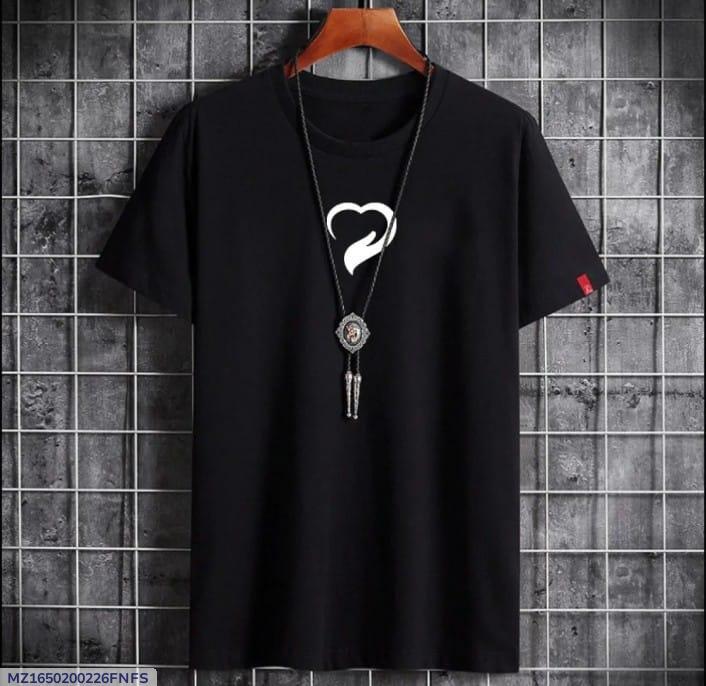 Men's Cotton Jersey Half Sleeves T-Shirt - Printed Design - 1 Pc black