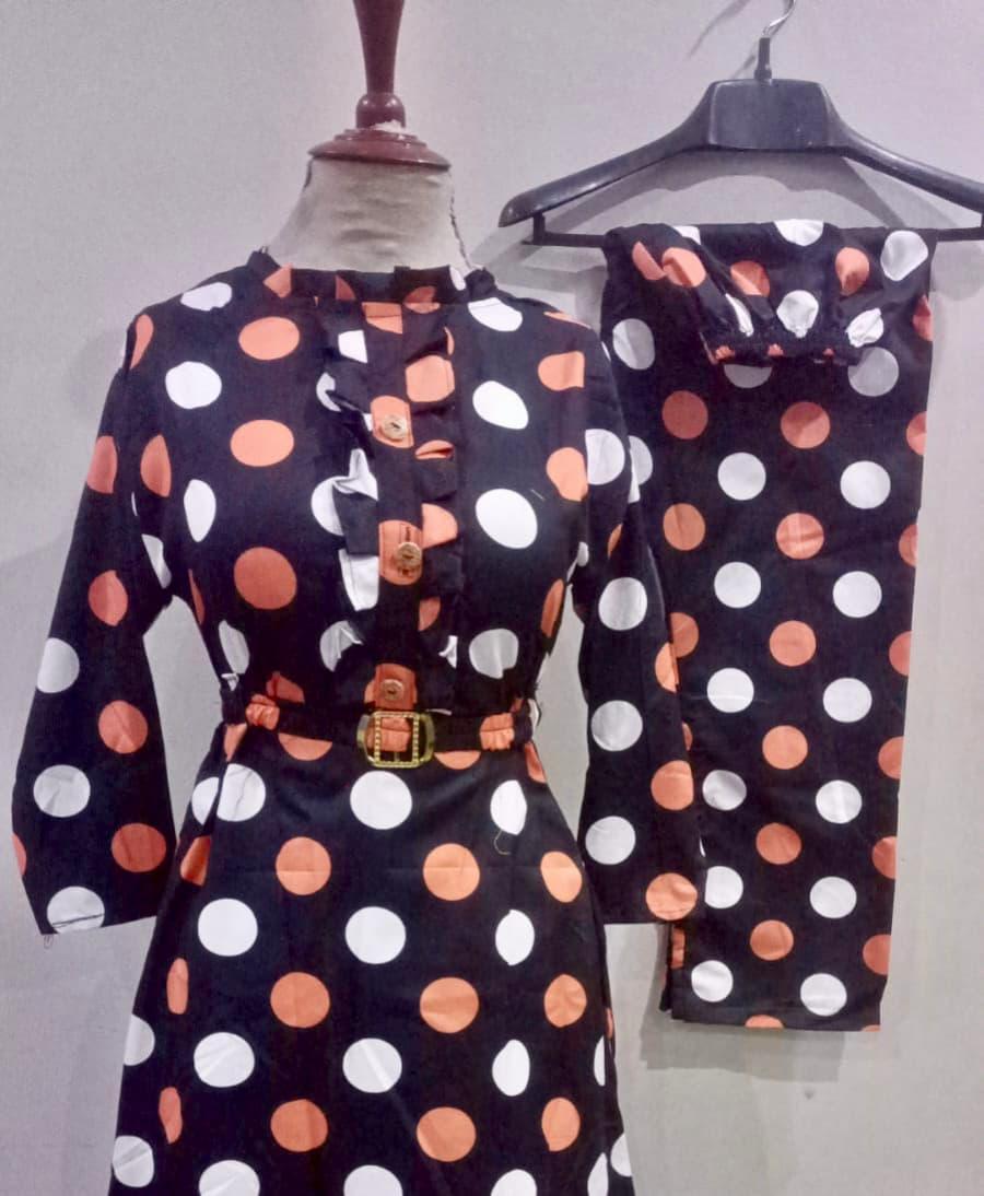 Printed Cotton Frock And Trouser Set - 2 Pcs - Women's Stitched Fashion
