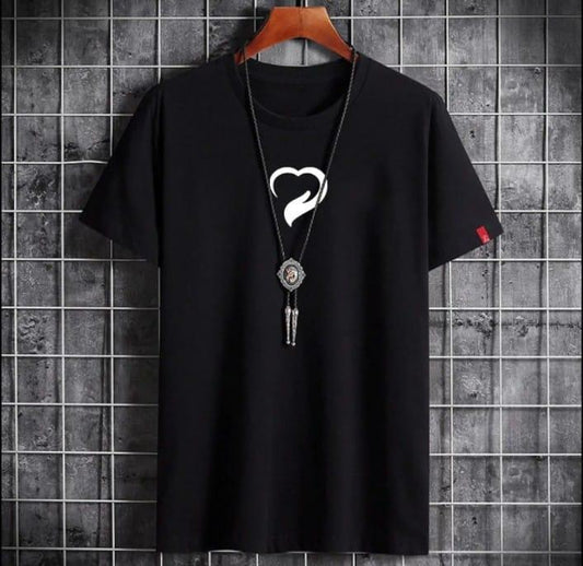 Men's Cotton Jersey Half Sleeves T-Shirt - Printed Design - 1 Pc black