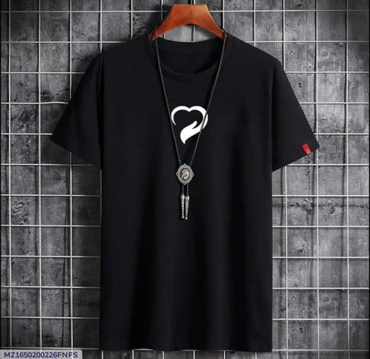 Men's Cotton Jersey Half Sleeves T-Shirt - Printed Design - 1 Pc black