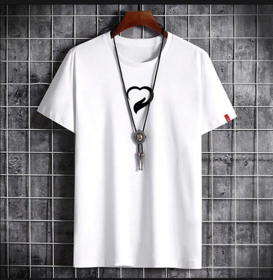 Men's Cotton Jersey Half Sleeves T-Shirt - Printed Design - 1 Pc - white