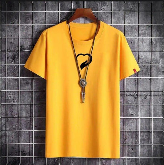 Men's Printed Cotton Jersey T-Shirt - 1 Pc - Round Neck in Yellow