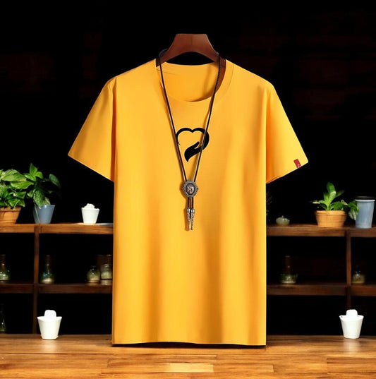 Men's Printed Cotton Jersey T-Shirt - 1 Pc - Round Neck in Yellow